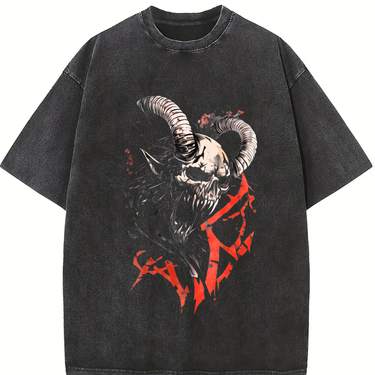 For Formal Urban Distressed Enthusiasts Vintage Washed T-Shirt in Black