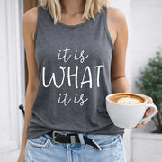It Is What It Is Women's Color Cotton Tank Top in Gray