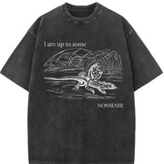 I Am Up to Some Nonsense Frog Vintage Washed T-Shirt in Black