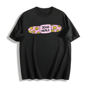 Jesus Heals Christian Based Cotton T-Shirt in Black