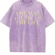 The Way the Truth the Life Christian vintage washed oversized T-shirt in Purple