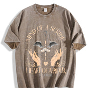 Eagle'S Soul Fourth Wing Dragon Knight Basgat War Academy vintage washed oversized T-shirt in Brown