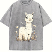 Camel Fashionable Vintage Washed T-Shirt in Gray