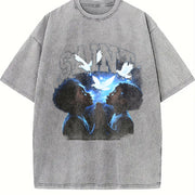 Saint Kids & Dove Religious Vintage Washed T-Shirt in Gray