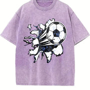 Soccer Ball Wall Smash Vintage Washed T-Shirt in Purple