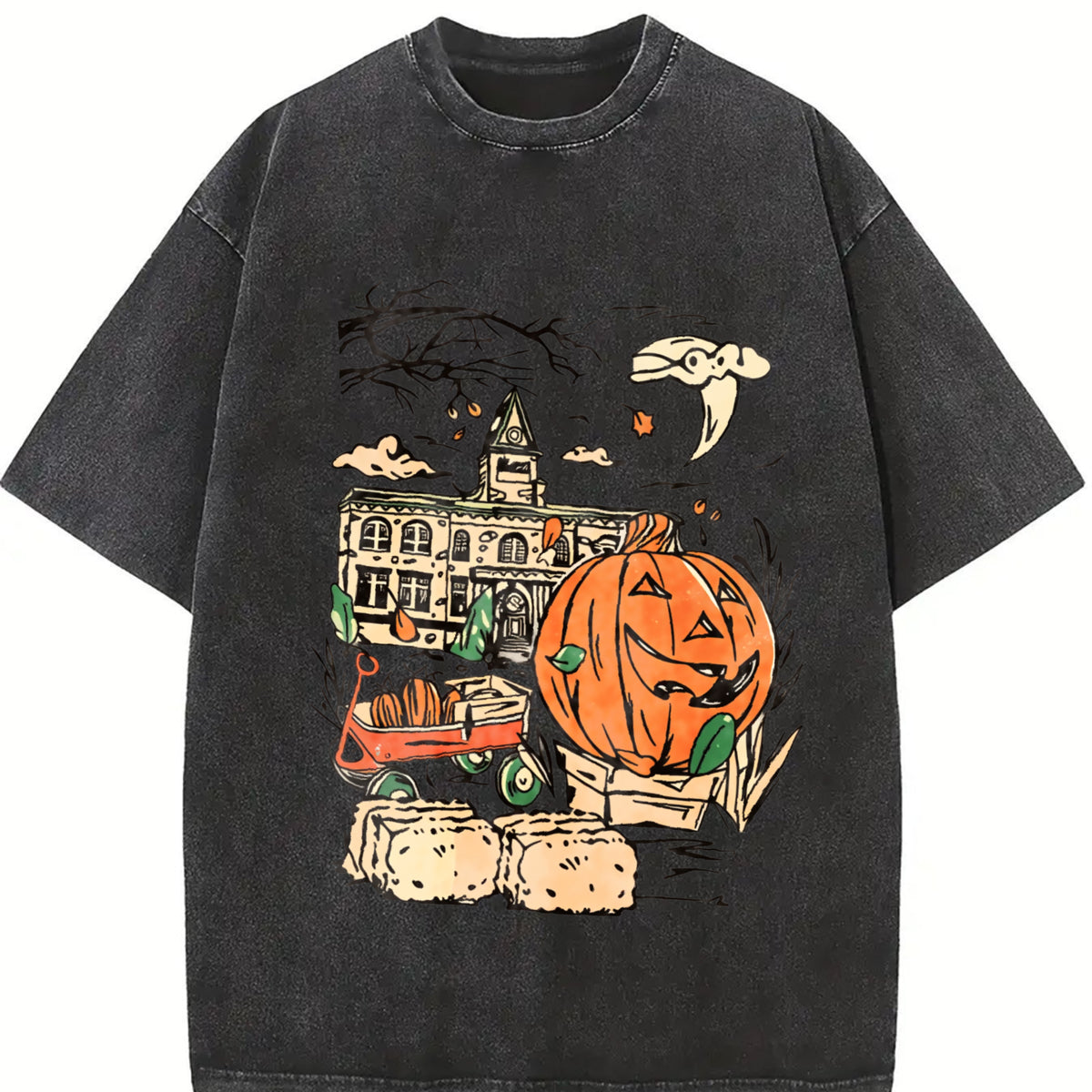Halloweentown Est 1998 Back and Front Vintage Washed T-Shirt in Black