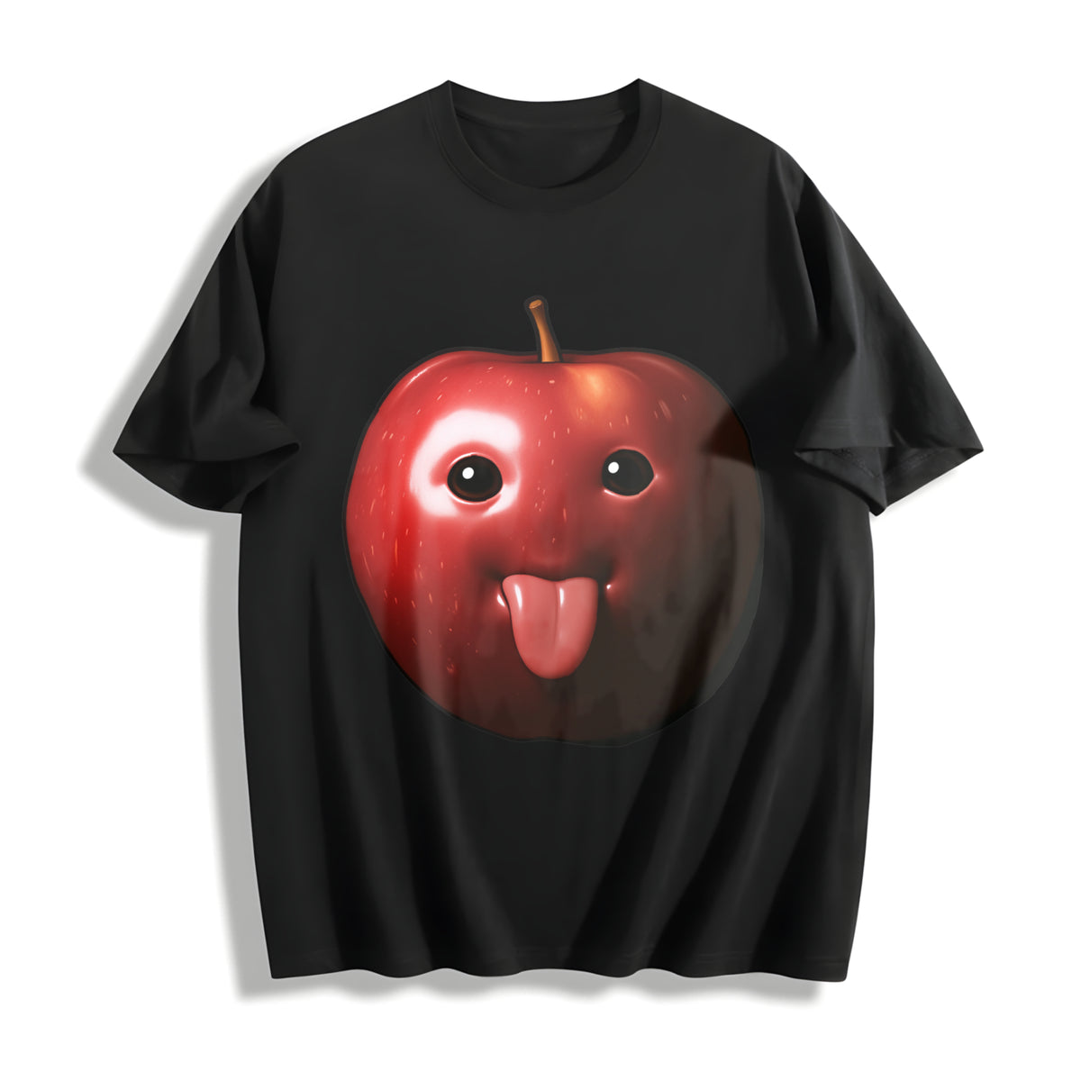 Meme Apple Stylish Apple Cotton T-Shirt in Black