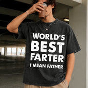 Cottonfather's Day Retro Dad World's Best Farter I Mean Vintage Washed T-Shirt in Black