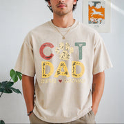 Personalized Cat Dad with Pet Names Vintage Washed T-Shirt in Beige