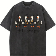 Preppy Graduation Goose Vintage Washed T-Shirt in Black