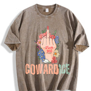 Cowardice Anti Ice Vintage Washed T-Shirt in Brown