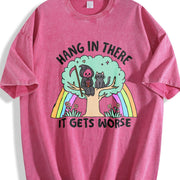Hang in There It Gets Worse Vintage Washed T-Shirt in Red