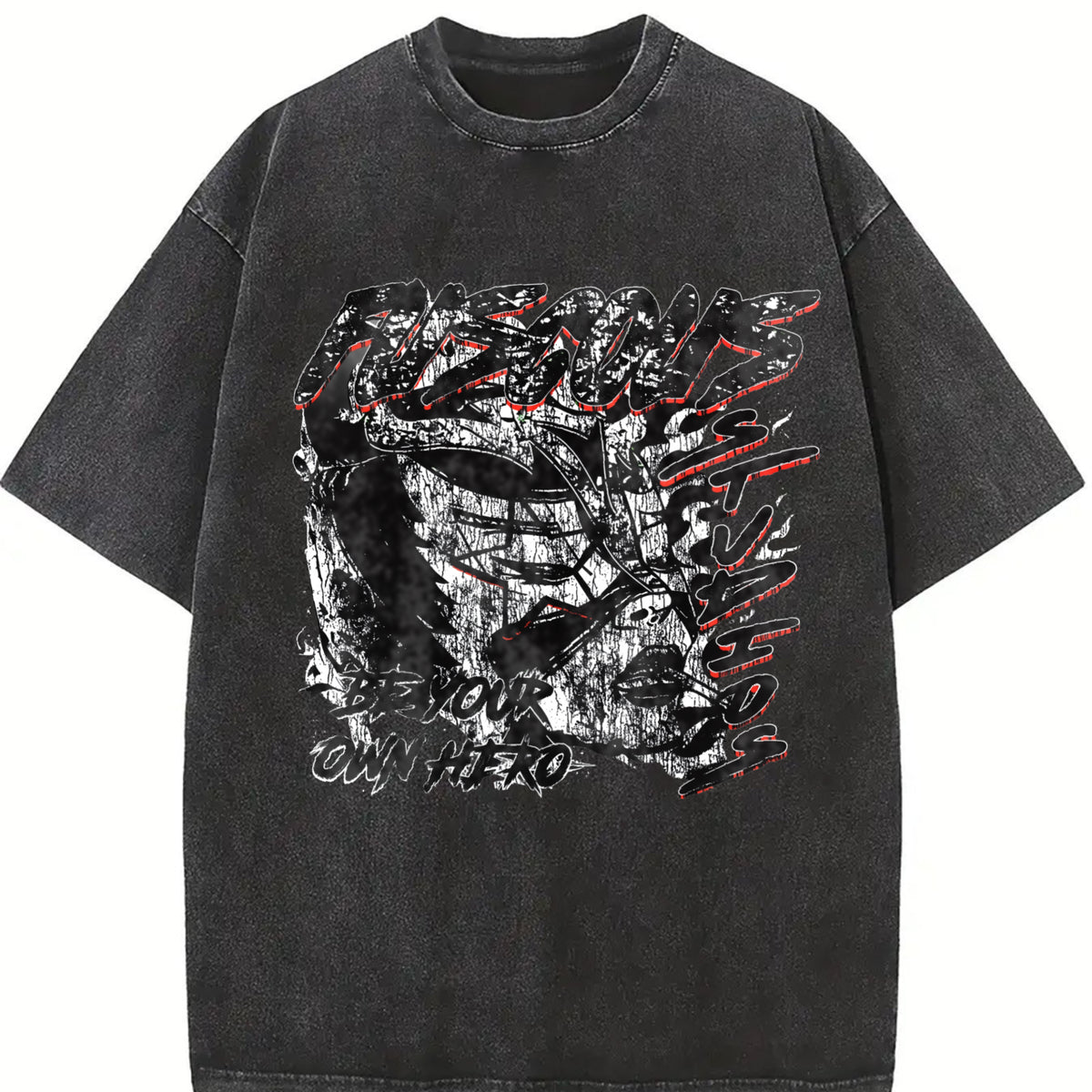 Be Your Own Hero Vintage Washed T-Shirt in Black