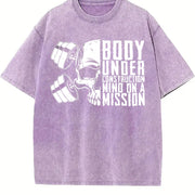 Body Under Construction Mind on a Mission Vintage Washed T-Shirt in Purple