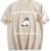 Squirrel Meme Wax Thick Vintage Washed T-Shirt in Beige