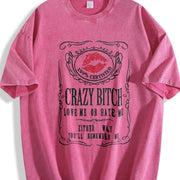 Crazy Bitch vintage washed oversized T-shirt in Red