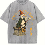 Urban Explorer Statement for Grunge Vibes: Wizard Duck In Vintage Washed T-Shirt in Gray