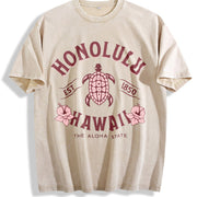 Honolulu Hawaii Turtle vintage washed oversized T-shirt in Beige