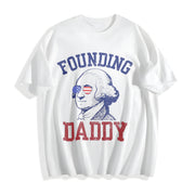 4th of July George Washington Cotton T-Shirt in White