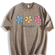 With Daisy for Baggy Hip Hop Mother's Day Vintage Washed T-Shirt in Brown