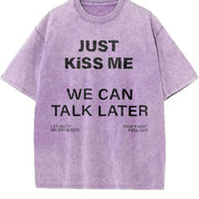 Just We Can Talk Later Vintage Washed T-Shirt in Purple