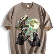 T-rex 90s Retro ® Dinosaur Y2k Vintage Washed T-Shirt in Brown