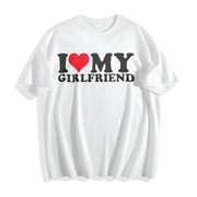 I Love My Girlfriend Cotton T-Shirt in White