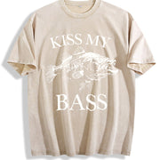 Kiss My Bass 90s Tattoo Vintage Washed T-Shirt in Beige