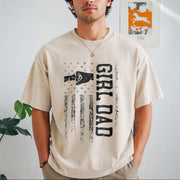 Girl Dad Proud Dad of Girl Vintage Washed T-Shirt in Beige