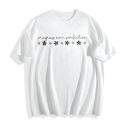 Progress Over Perfection Inspirational Teacher Cotton T-Shirt in White