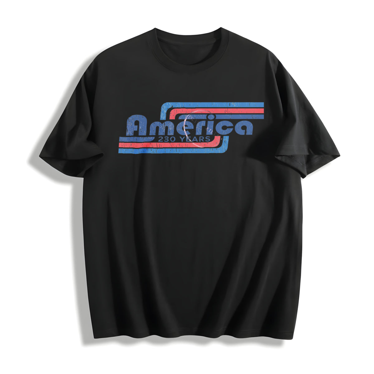 America 250 Years Baby Retro Stripes Patriotic Micro Rib Cotton T-Shirt in Black