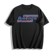 America 250 Years Baby Retro Stripes Patriotic Micro Rib Cotton T-Shirt in Black