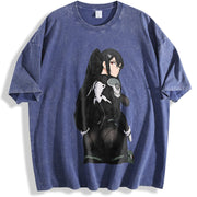 Mina Ashiro Kaiju No 8 Anime Manga vintage washed oversized T-shirt in Blue