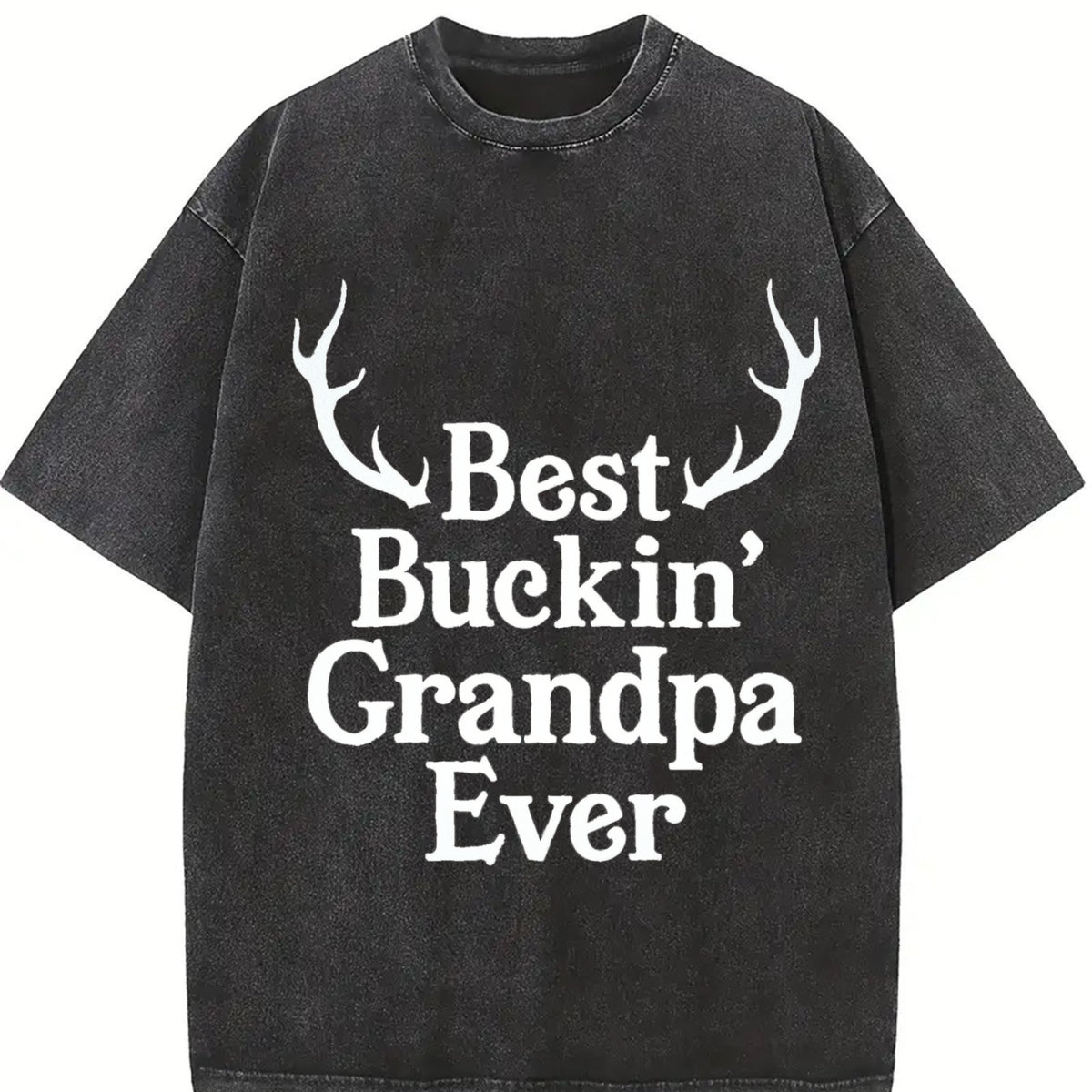 Best Buckin Grandpa Ever Fathers Hunting for Grandfather Vintage Washed T-Shirt in Black