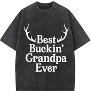 Best Buckin Grandpa Ever Fathers Hunting for Grandfather Vintage Washed T-Shirt in Black
