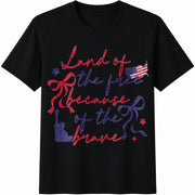 Land of the Free Because of the Brave Cotton T-Shirt in Black