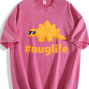 Black Nug Life Dino Nuggs Dino Chicken Nuggets Dinosaur vintage washed oversized T-shirt in Red