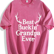 Best Buckin Grandpa Ever Fathers Hunting for Grandfather Vintage Washed T-Shirt in Red