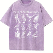 Birds of North America Vintage Washed T-Shirt in Purple