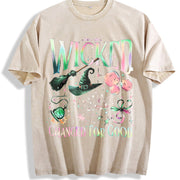 Wicked Wizard Movie Fan Vintage Washed T-Shirt in Beige