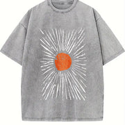 Retro Orange Sunburst vintage washed oversized T-shirt in Gray