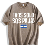 Vos Solo Sos Paja Salvadoran Slang El Salvador Flag vintage washed oversized T-shirt in Brown