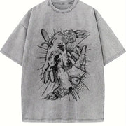Occult Hands Eye Vest Vintage Washed T-Shirt in Gray