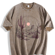 Desert Landscape Cactus Vintage Washed T-Shirt in Brown