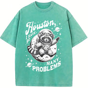 Houston I Have So Many Problems Vintage Washed T-Shirt in Blue