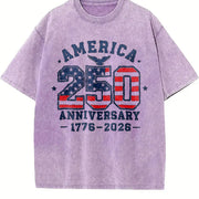 America 250 Anniversary Vintage Washed T-Shirt in Purple