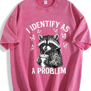 Raccoon Lover and Coffee Addict Vintage Washed T-Shirt in Red