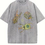 Allomyrina Dichotoma Insect Lover S~5XL and Batik vintage washed oversized T-shirt in Gray