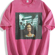 Scared Glam Doll in a Hallway Vintage Washed T-Shirt in Red