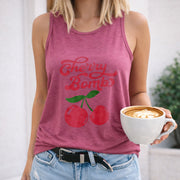 Cherry Bomb Women's Color Cotton Tank Top in Red